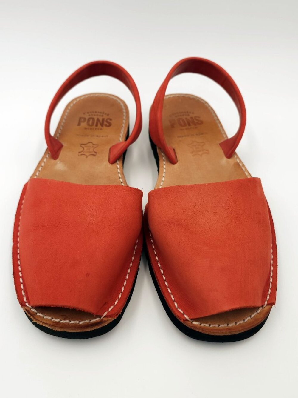 PONS Avarcas Red Suede Leather Sandals Made in Spain Women's Size 6